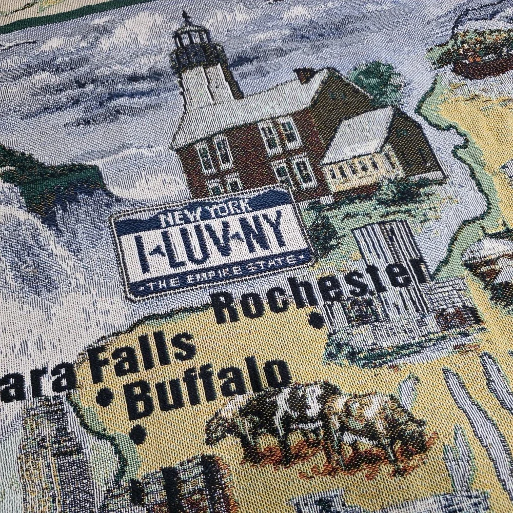 Vintage New York State Tapestry Throw Blanket Danbury Mint U.S.A. Gift